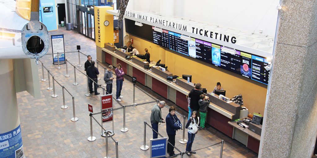 Ticketing area at the Denver Museum of Nature and Science in Denver, Colorado